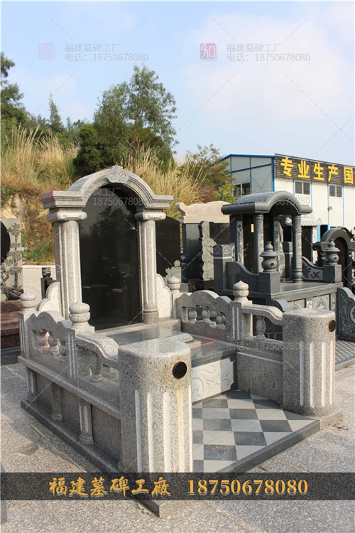 贵州墓碑现场拼装图,贵州花岗岩石材墓碑,贵州传统中式墓碑,