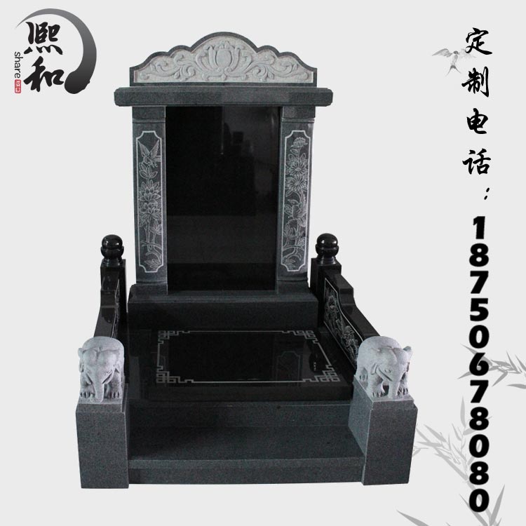 黑大理石影像墓碑，墓碑扫墓清明花，新款墓碑