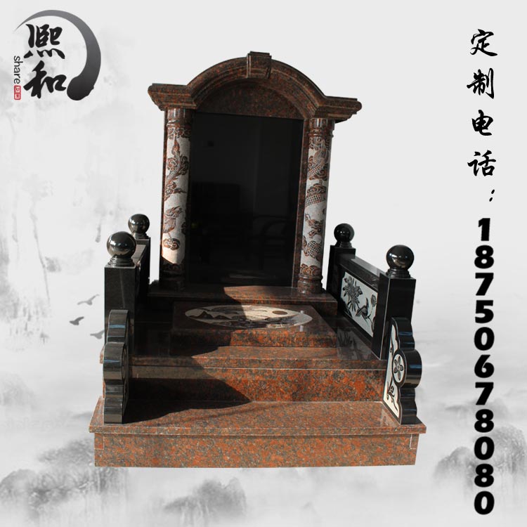 中式墓碑，花岗岩墓碑厂家，石碑套碑