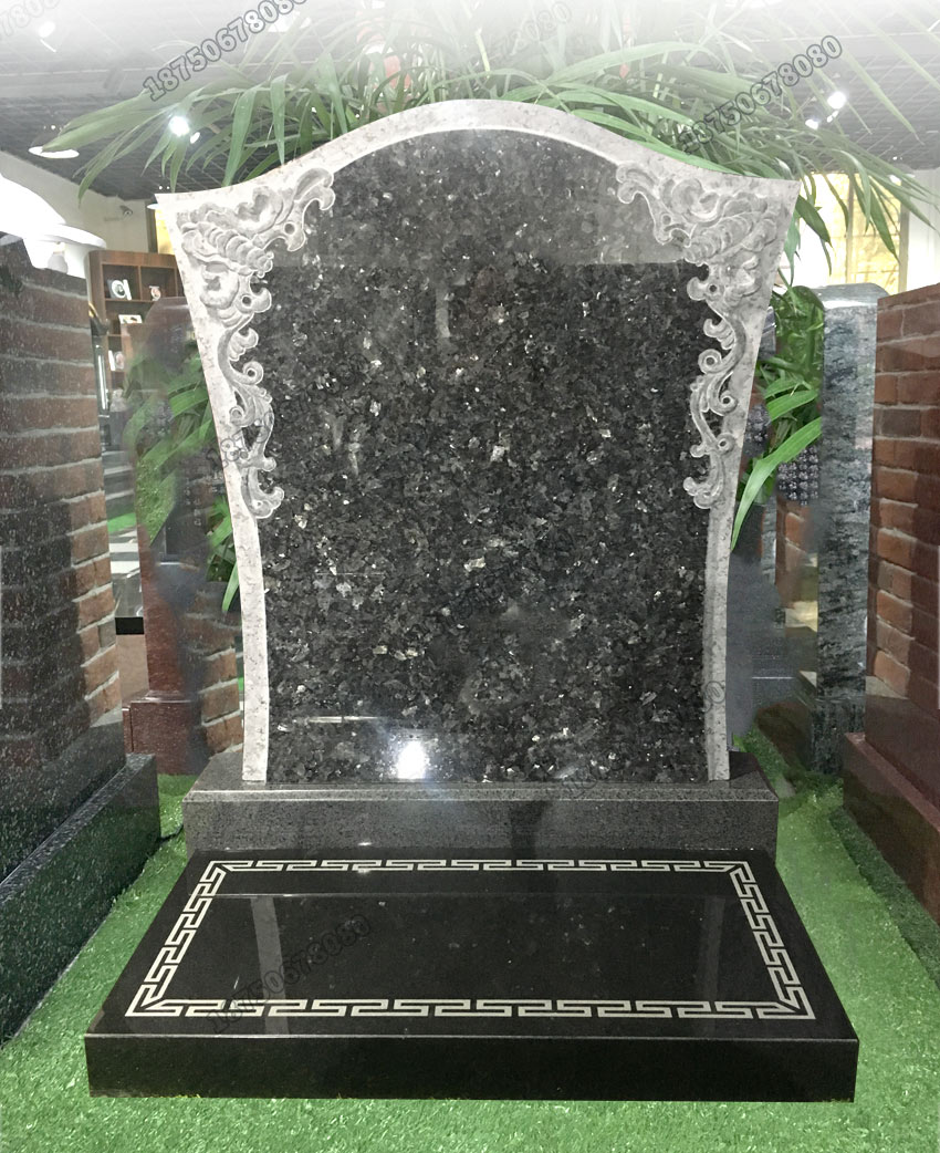小型蓝珍珠火葬碑,定制小型石雕墓碑,石雕火葬碑加工,