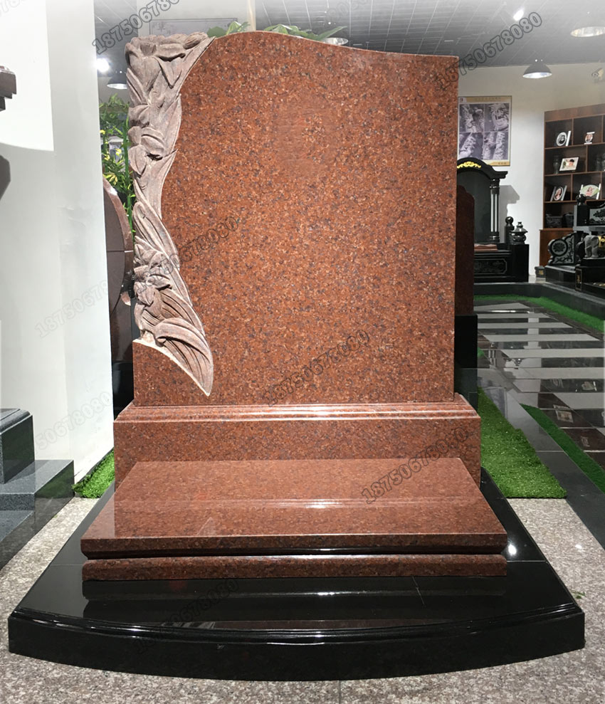 磨光面石雕墓碑,磨光面火葬碑定做,印度红磨光面火葬碑,