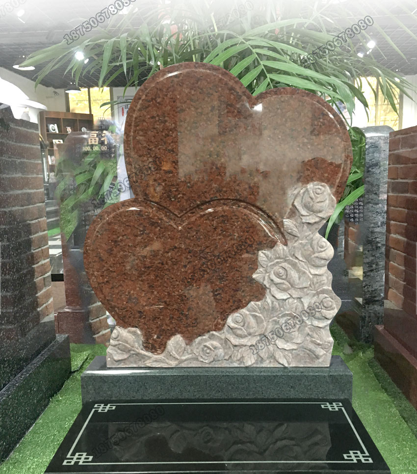 云南传统火葬碑,云南中式火葬碑,云南红色石雕墓碑,