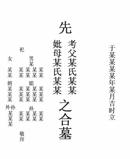 父母墓碑正确写法